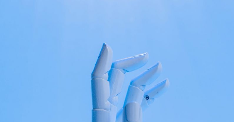 AI - Robot's Hand on Blue Background