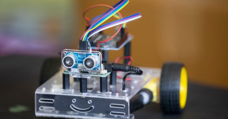 Robotics Technology - A small robot with wires and a camera on top